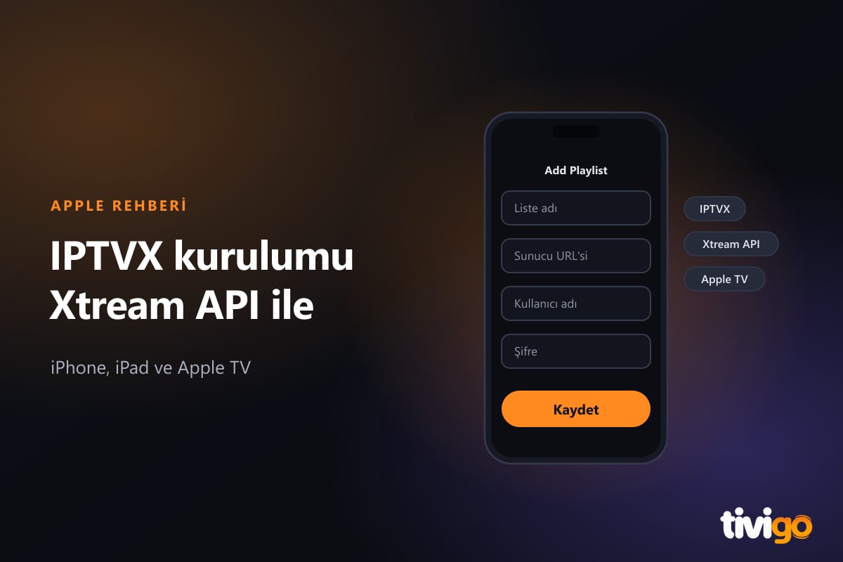 iPhone ekranında IPTVX Xtream API liste ekleme formu