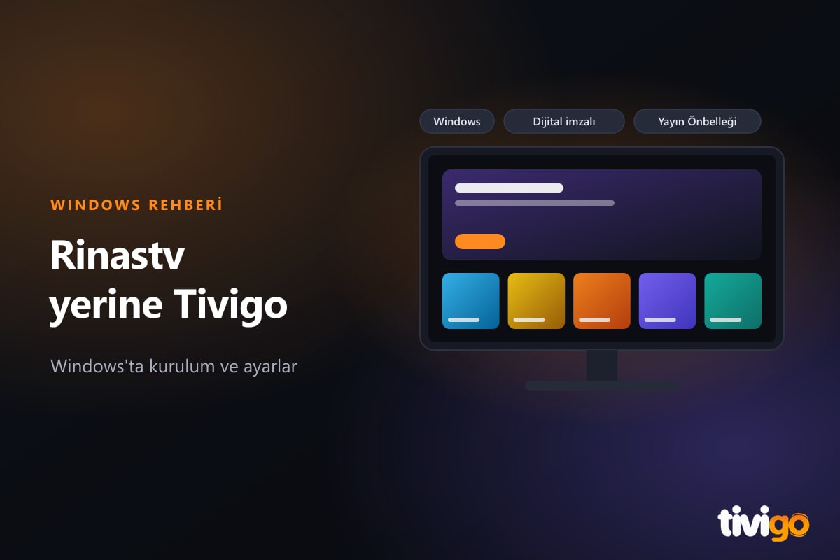 Windows bilgisayarda Tivigo uygulamasının giriş ve ayarlar ekranı