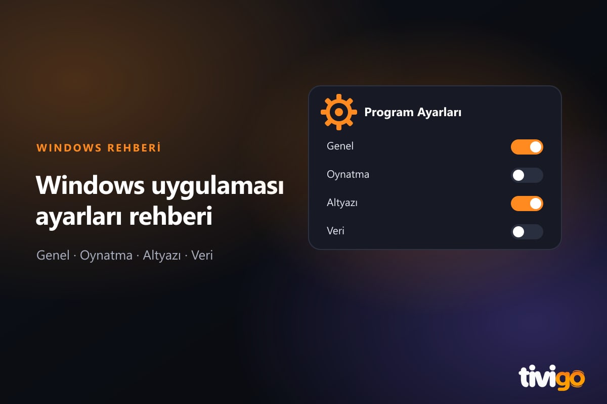 Tivigo Windows uygulamasında açık Program Ayarları paneli